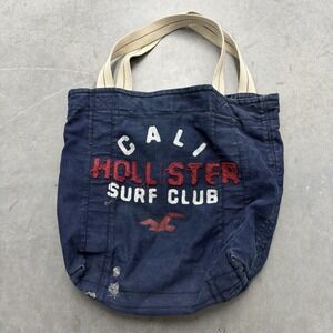 Y2K Hollister Cali Surf Club Tote Bag Navy Blue Canvas Denim